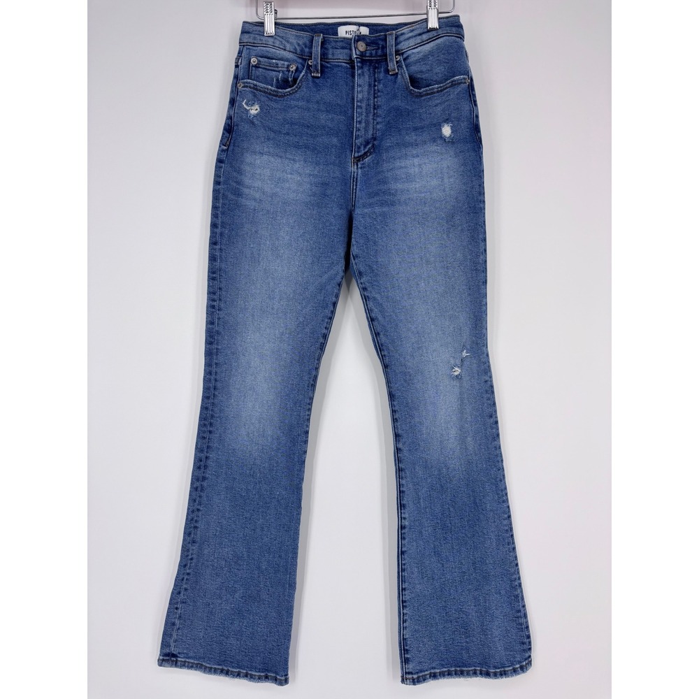 Pistola Dana High Rise Boot Cut Jeans Womens 27 Spruce Blue Distressed‎ Flare